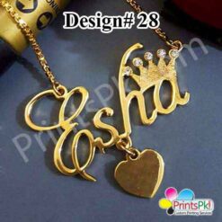 esha name locket, locket with heart,