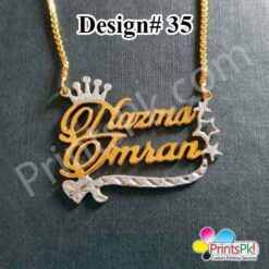 stylish name necklace, double name necklace gold,