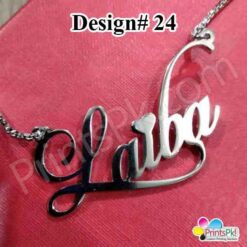 laiba name necklace, white gold name necklace,