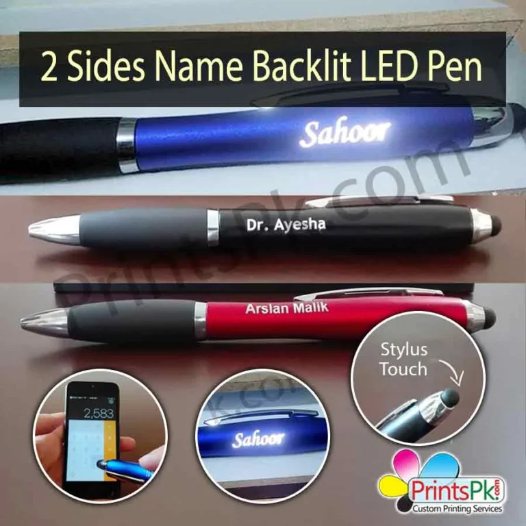 Custom Name LED Light Pen with Stylus