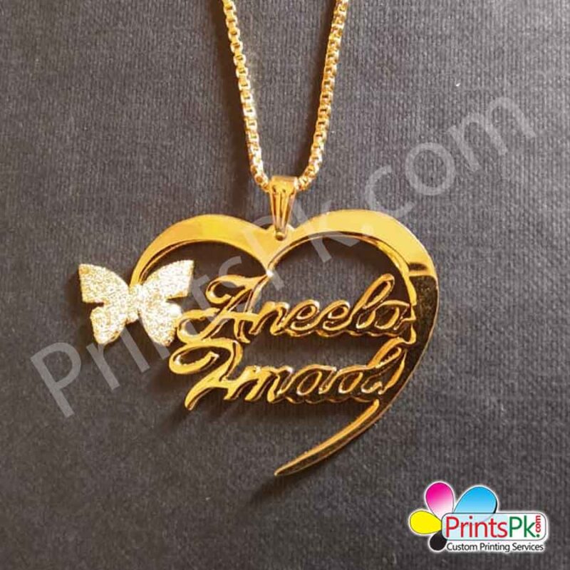 Aneela Name Locket, Imad Name Necklace, names on necklaces in gold,