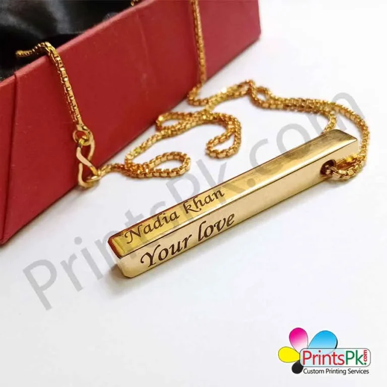 3D Bar Locket Customized Name Engraved Bar Necklace - Image 4