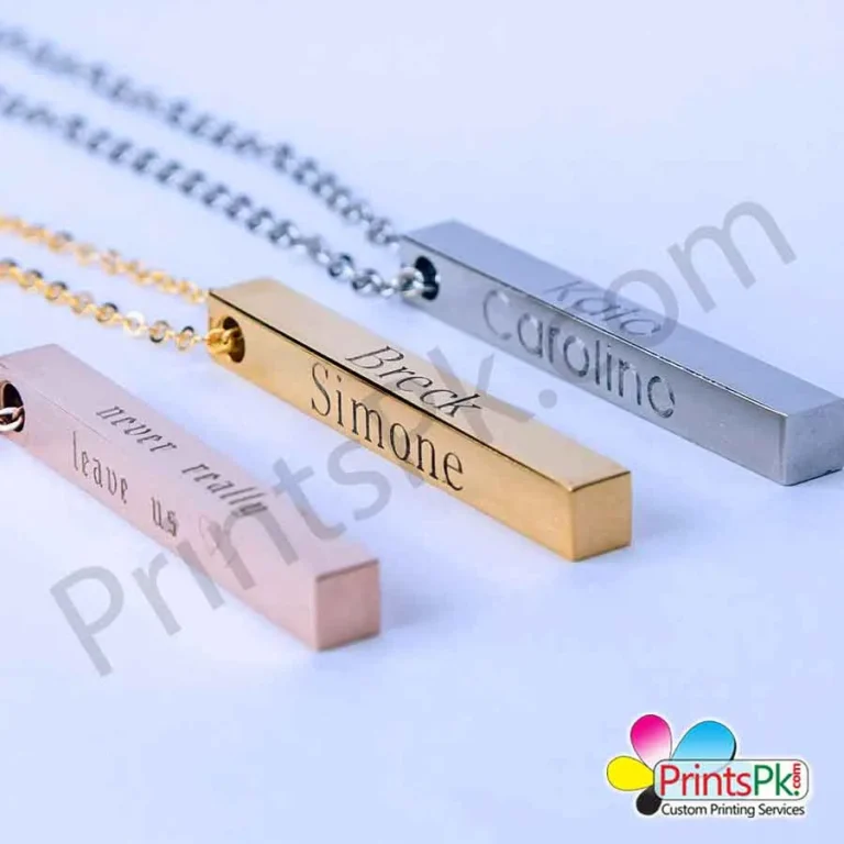 3D Bar Locket Customized Name Engraved Bar Necklace - Image 3