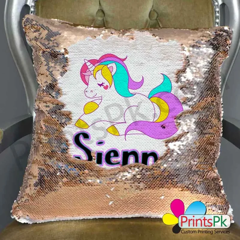 Magic Mermaid Sequin Pillow Personalized with your Photo Cushion - Image 2