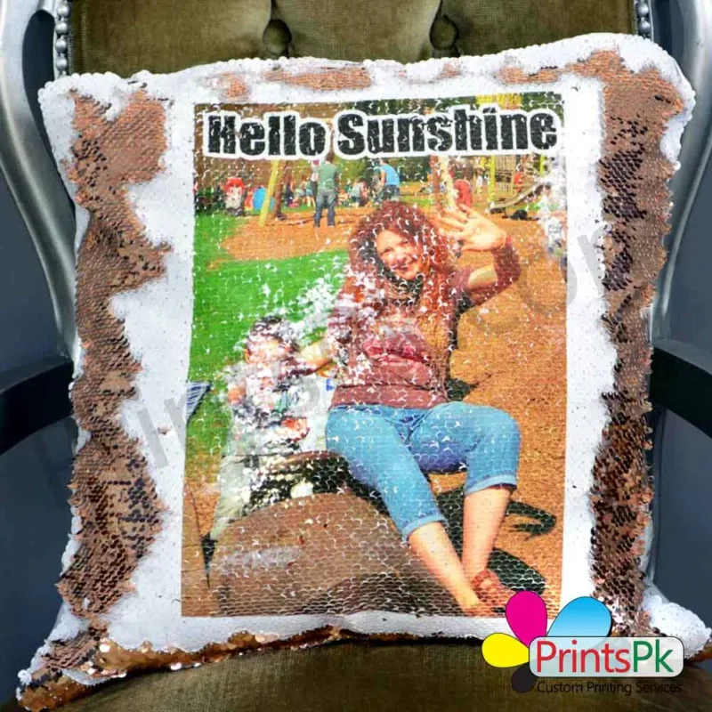 Magic Mermaid Sequin Pillow Personalized with your Photo Cushion - Image 5