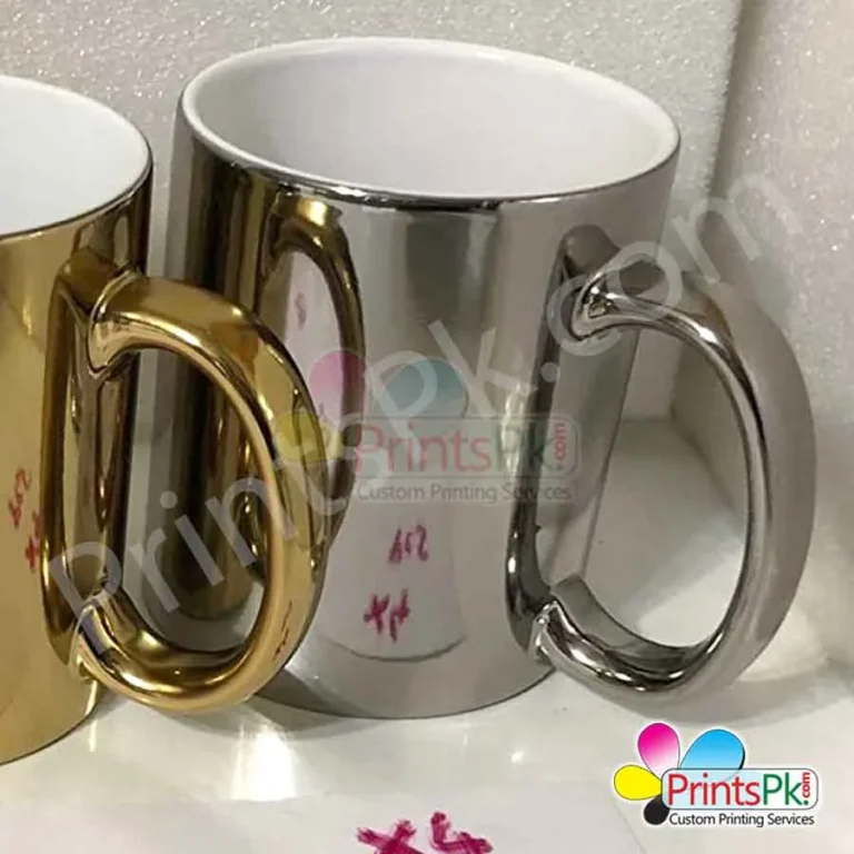 High gloss silver picture mug