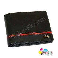 Black Red Piping Wallet with Custom Name