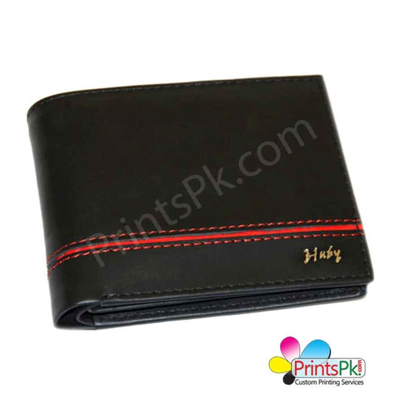 Black Red Piping Wallet with Custom Name