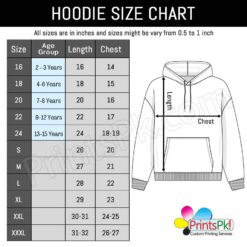 Hoodie Size Chart, PrintsPk Size Chart,