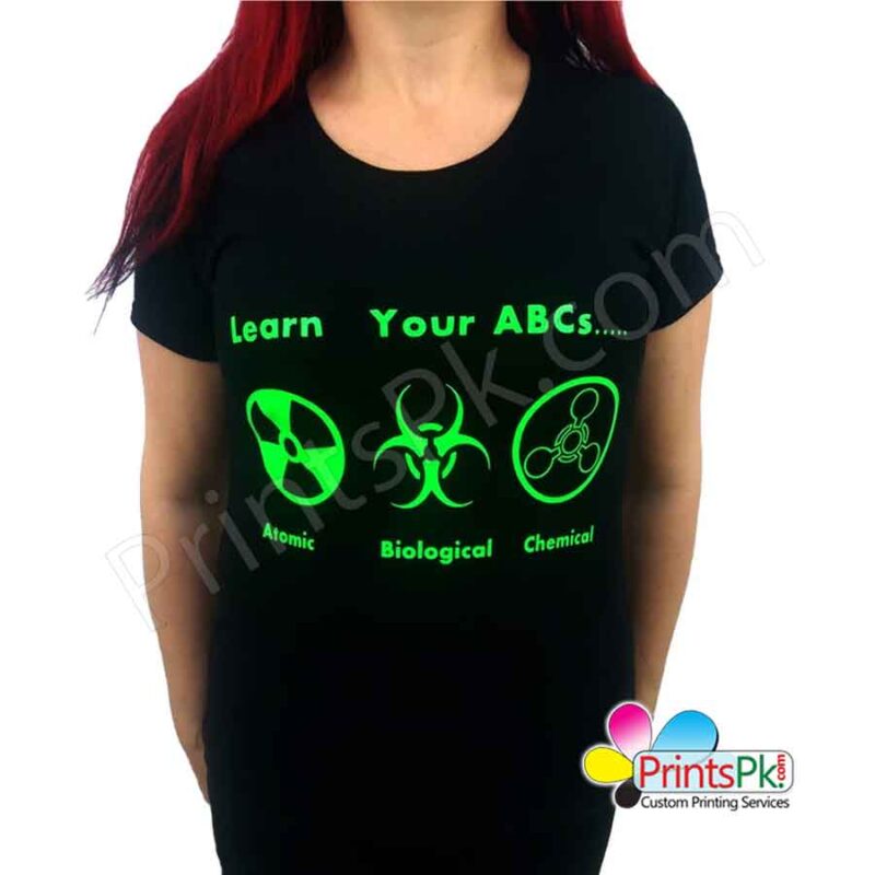 Florescent Green Logo Printing on T-shirt