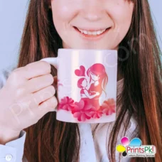 happy mothers day event poster with mother mug,