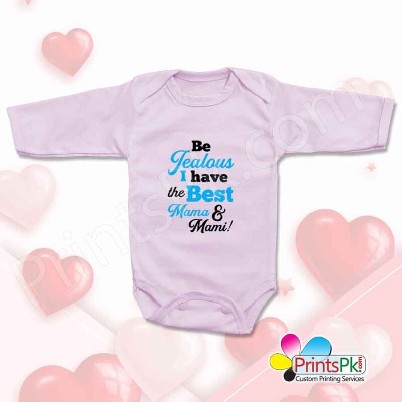 Best Mama and Mami Pink Printed Romper Custom print Romper online in Pakistan