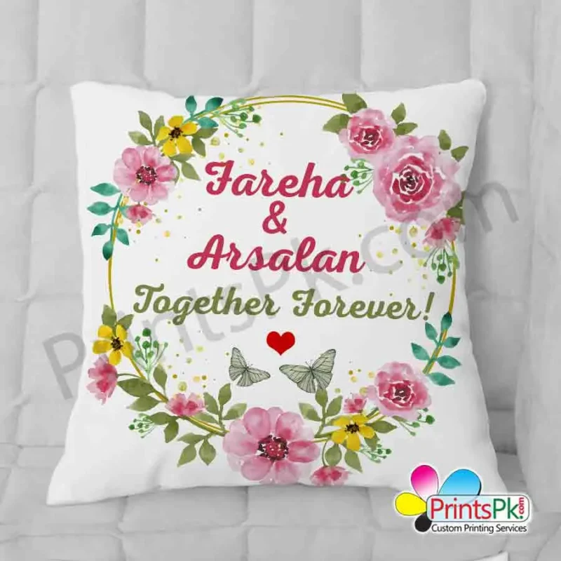 together forever cushion, best wedding gift, nikkah gift, engagement gift, anniversary gif, couple name cushion