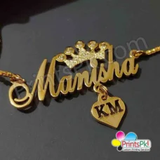 Special designed Locket with Crown, Customized name chain