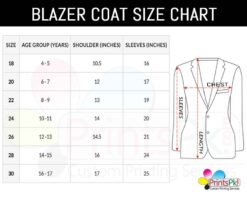 School Coat Blazer Size Chart,