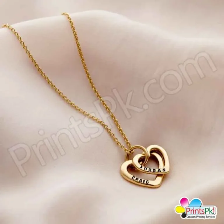 Name Engraved Heart Chain, Unique design heart chain