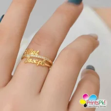 Personalized double Name Ring - Unique Design Name Rings