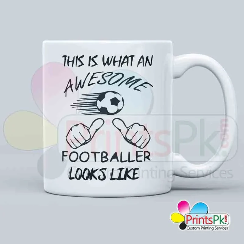 This is what an awesome footballer looks like quote mug, personalized football mug