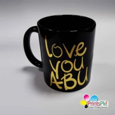 Custom Name Printed Gold Foil Black Ceramic Mug