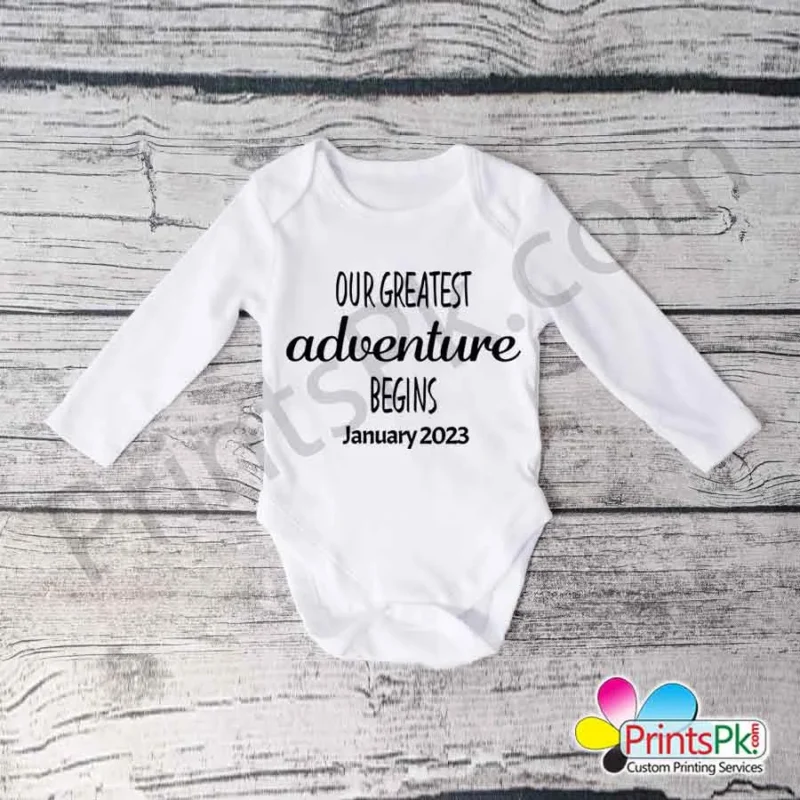 Our Greatest adventures begins baby romper