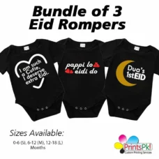 Bundle of 3 eid rompers, personalized eid baby rompers