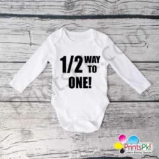 Half way to one baby romper, half bithday baby romper