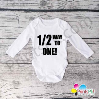 Half way to one baby romper, half bithday baby romper