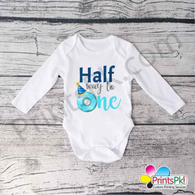 Half way to One Donut Baby Romper, Half Birthday Baby Romper