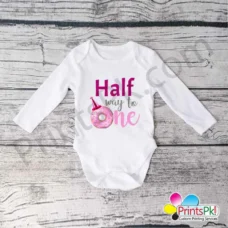 Half way to One Donut Baby Romper, Half Birthday Baby Romper