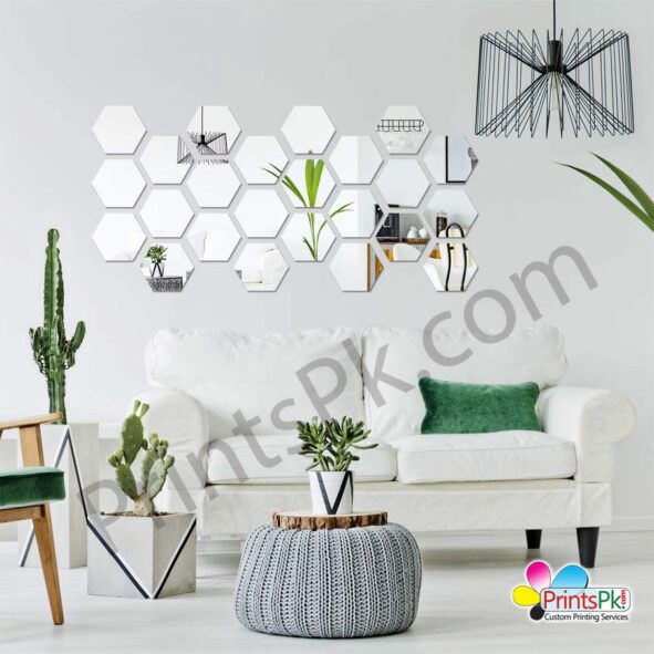 Silver Acrylic Mirrors for Walls Decoration, Acrylic Hexagon Wall Decor Mirror