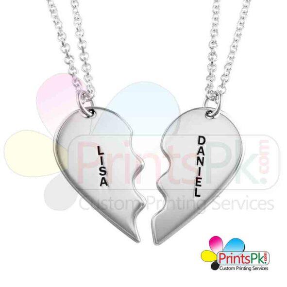 Heart Broken Necklaces with Customized Names, name engraved heart broken necklace