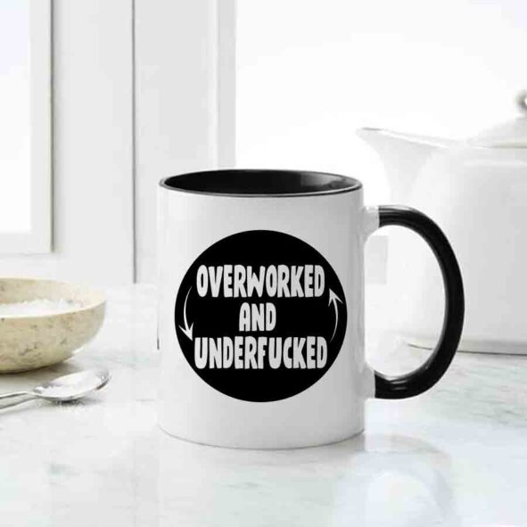 Over worked and overfucked mug, inappropriate gifting mug