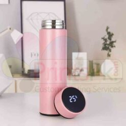 Custom Pink Water Bottle with LED Temperature