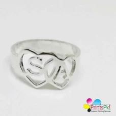 2 letters in hearts ring, customized initial ring