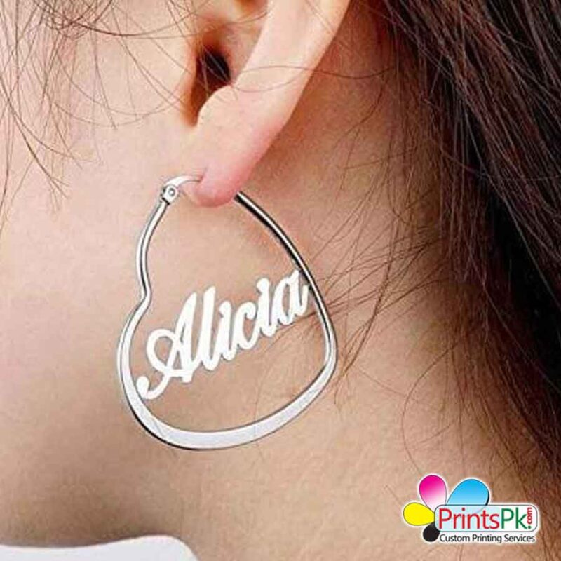 Name In Heart Earrings, Unique Personalized Earrings Online in Pakistan