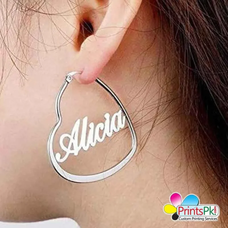 Name In Heart Earrings, Unique Personalized Earrings Online in Pakistan