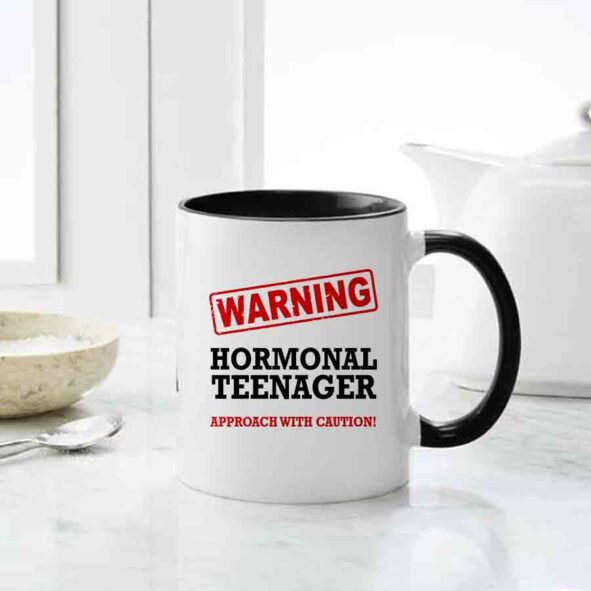 warning hormonal teenager Approach with caution mug