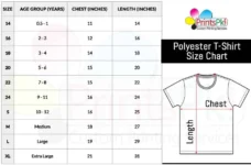 polyester t-shirt size chart, PrintsPk Size Chart,