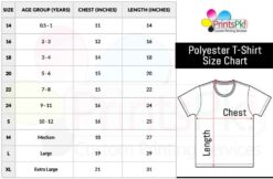 polyester t-shirt size chart